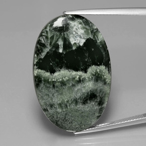 Serafinita Verde Natural 27.31ct, Corte Oval, Opaco