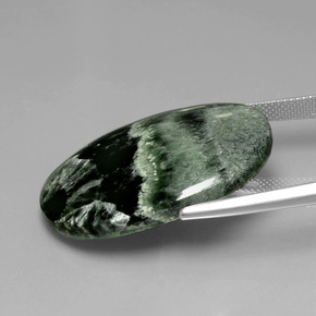 Serafinita Verde Natural 27.31ct, Corte Oval, Opaco