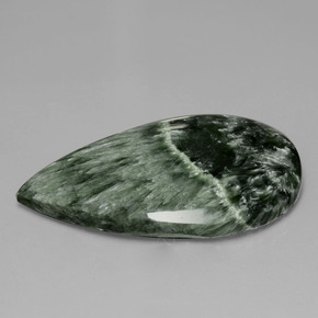 Serafinita verde natural 31,14ct, formato de pêra, opaco