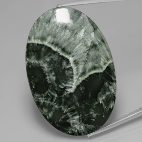 Serafinita verde natural 45,44ct, corte oval, opaco