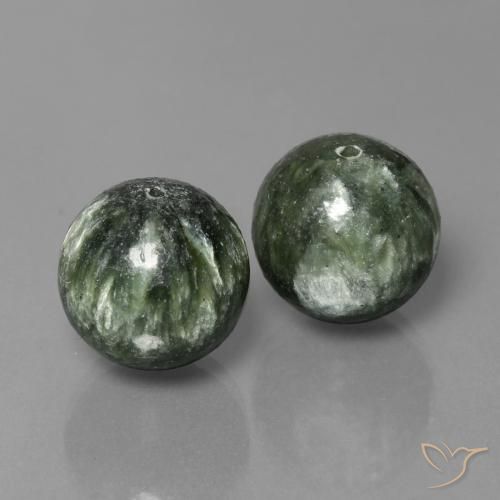 Pedras preciosas de Serafinita Verde médio natural de 38.66 ct, Esfera / Bola, Opaco