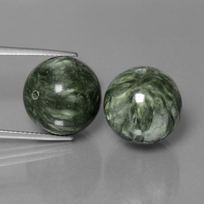Pedras preciosas de serafinita verde natural de 38,74 ct, esfera / bola, opaco