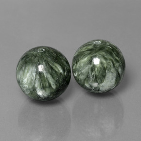 Pedras preciosas de serafinita verde natural de 38,74 ct, esfera / bola, opaco