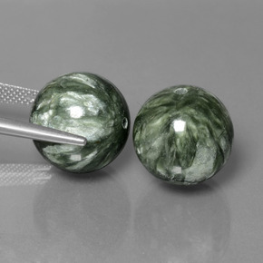 Pedras preciosas de serafinita verde natural de 38,74 ct, esfera / bola, opaco