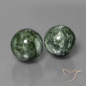 Pedras preciosas de Serafinita Verde acinzentado natural de 36.86 ct, Esfera / Bola, Opaco