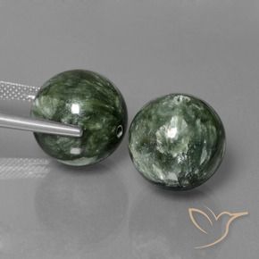 Pedras preciosas de Serafinita Verde acinzentado natural de 36.86 ct, Esfera / Bola, Opaco