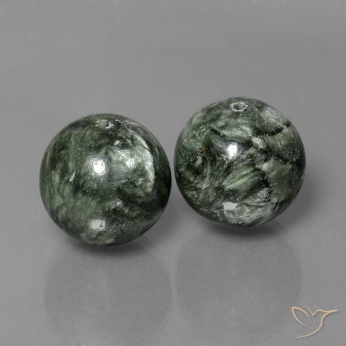 Pedras preciosas de Serafinita Verde natural de 38.39 ct, Esfera / Bola, Opaco