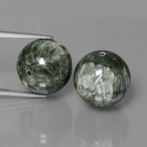 Pedras preciosas de serafinita verde natural de 39,38 ct, esfera / bola, opaco