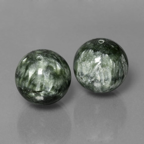 Pedras preciosas de serafinita verde natural de 39,38 ct, esfera / bola, opaco