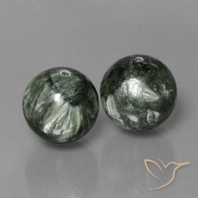 Pedras preciosas de Serafinita Verde natural de 38.64 ct, Esfera / Bola, Opaco