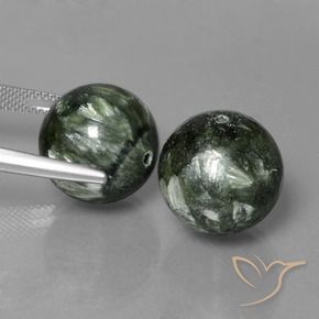 Pedras preciosas de Serafinita Verde natural de 38.64 ct, Esfera / Bola, Opaco