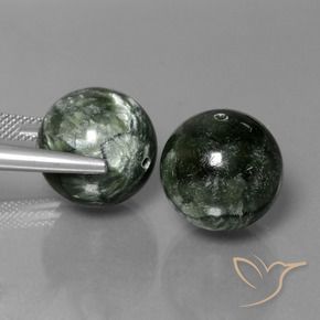 Pedras preciosas de Serafinita Verde natural de 38.93 ct, Esfera / Bola, Opaco