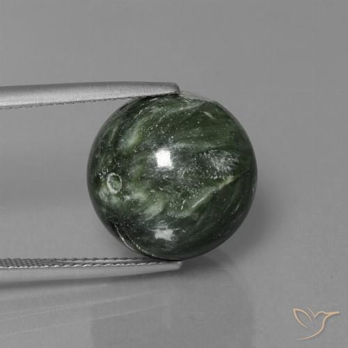 Serafinita verde natural 19,74ct, esfera / bola, opaco