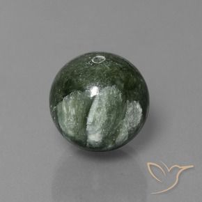 Serafinita verde natural 19,74ct, esfera / bola, opaco