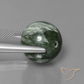 Serafinita verde natural 19,74ct, esfera / bola, opaco