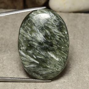 Serafinita Verde Natural 50.25ct, Corte Oval, Opaco