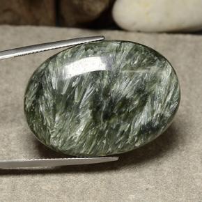 Serafinita Verde Natural 50.25ct, Corte Oval, Opaco