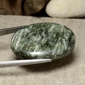 Serafinita Verde Natural 50.25ct, Corte Oval, Opaco