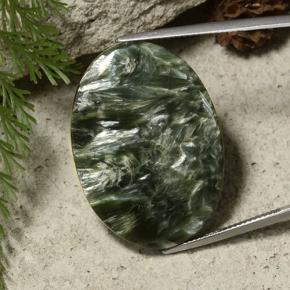 Serafinita Verde Terroso Natural 35.44ct, Corte Oval, Opaco