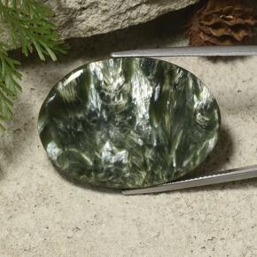 Serafinita Verde Terroso Natural 35.44ct, Corte Oval, Opaco