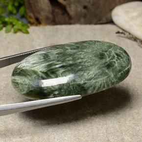 Serafinita verde natural 56,57ct, corte oval, opaco