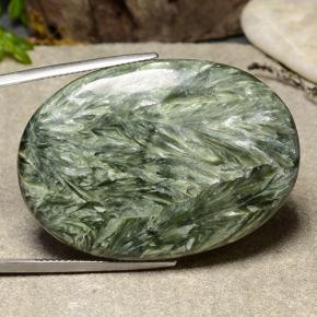 Serafinita verde natural 51,64ct, corte oval, opaco