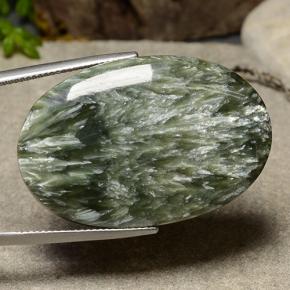 Serafinita verde natural 39,98ct, corte oval, opaco
