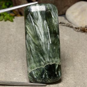 Serafinita verde natural 41,10ct, almofada cortada, opaco