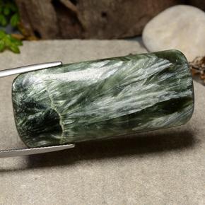 Serafinita verde natural 41,10ct, almofada cortada, opaco