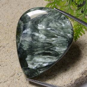 Serafinita Verde escuro Natural 34.19ct, Formato de pêra, Opaco