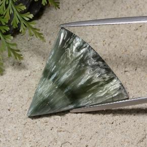 Serafinita verde natural 13,87ct, forma extravagante, opaco
