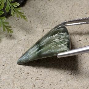 Serafinita verde natural 13,87ct, forma extravagante, opaco