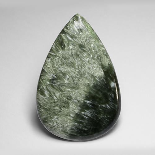 Serafinita Exército verde Natural 77.14ct, Formato de pêra, Opaco