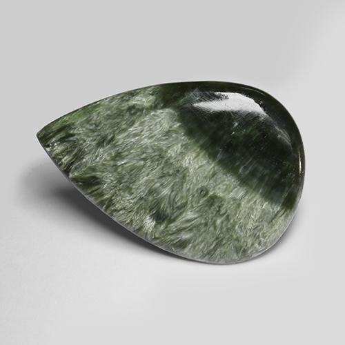 Serafinita Exército verde Natural 77.14ct, Formato de pêra, Opaco