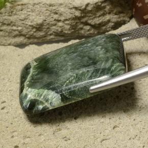 Serafinita Verde escuro Natural 46.46ct, Almofada cortada, Opaco