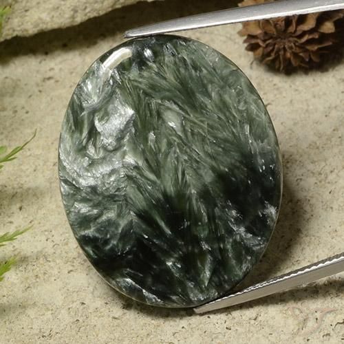 Serafinita Multicolorido Natural 37.98ct, Corte Oval, Opaco