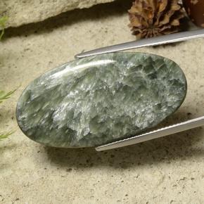 Serafinita verde natural 23,88ct, corte oval, opaco