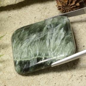 Serafinita Verde Natural 44.32ct, Almofada cortada, Opaco