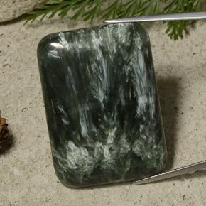 Serafinita verde natural 48,27ct, almofada cortada, opaco