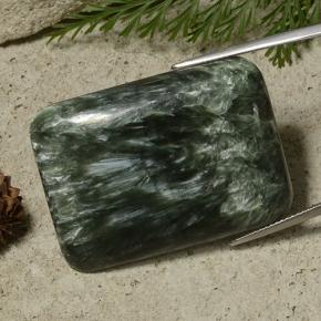 Serafinita verde natural 48,27ct, almofada cortada, opaco