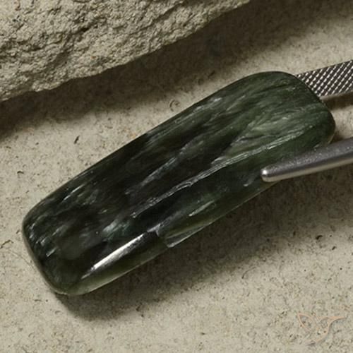 Serafinita multicolorido natural 32,63ct, almofada cortada, opaco