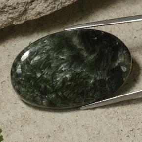 Serafinita Verde escuro Natural 40.35ct, Corte Oval, Opaco