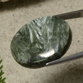 Serafinita verde natural 21,55ct, corte oval, opaco