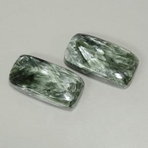 Pedras preciosas de serafinita verde natural de 18,16 ct, almofada cortada, opaco