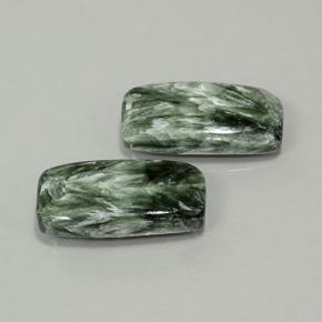 Pedras preciosas de serafinita verde natural de 18,16 ct, almofada cortada, opaco