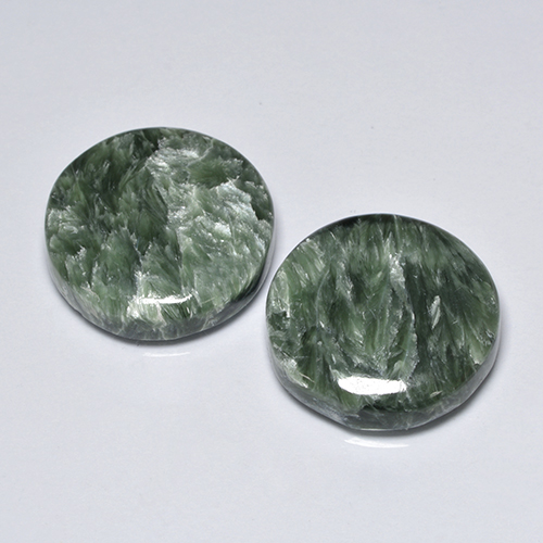 Pedras preciosas de Serafinita Verde médio natural de 16.73 ct, Corte Redondo, Opaco