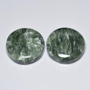 Pedras preciosas de Serafinita Verde médio natural de 16.73 ct, Corte Redondo, Opaco