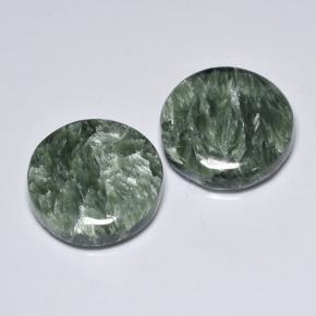 Pedras preciosas de Serafinita Verde médio natural de 16.73 ct, Corte Redondo, Opaco