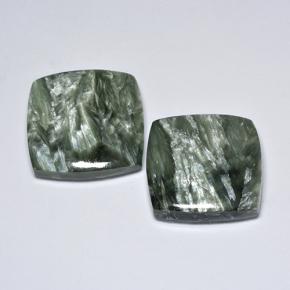 Pedras preciosas de serafinita verde natural de 23,85 ct, almofada cortada, opaco