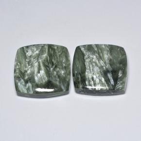 Pedras preciosas de serafinita verde natural de 23,85 ct, almofada cortada, opaco